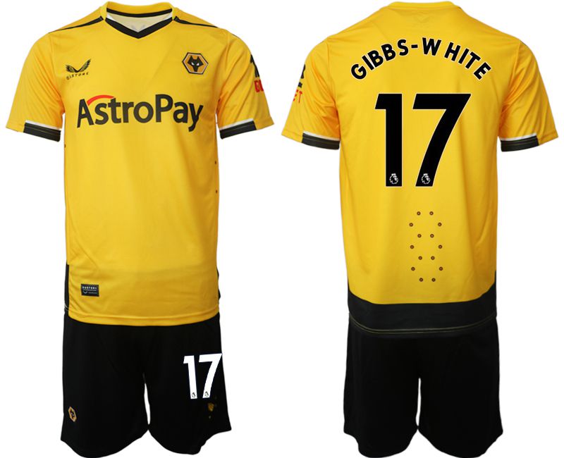 Men 2022-2023 Club Wolverhampton Wanderers home yellow #17 Soccer Jersey->customized soccer jersey->Custom Jersey